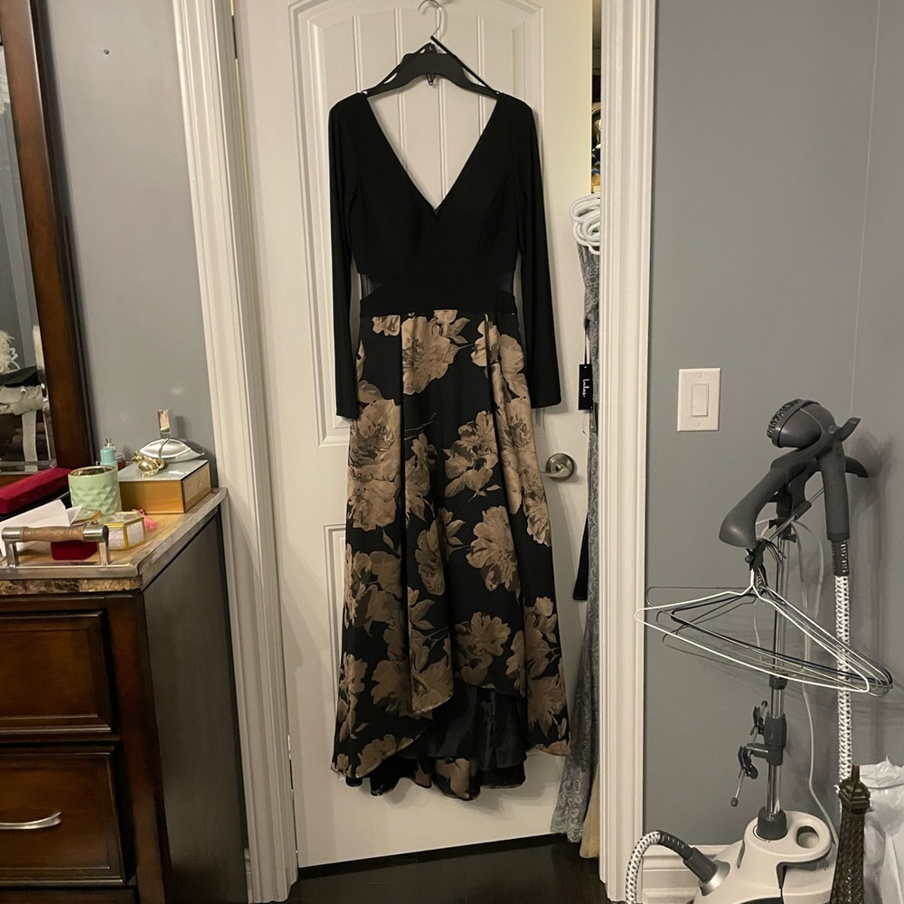 Black and Gold High Low Dress